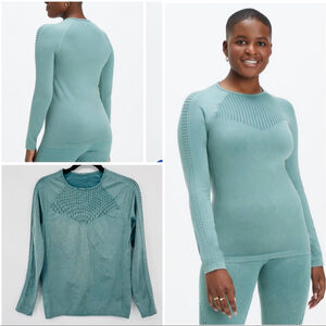 Fabletics Sync Seamless Long-Sleeve Top L Teal Base Layer